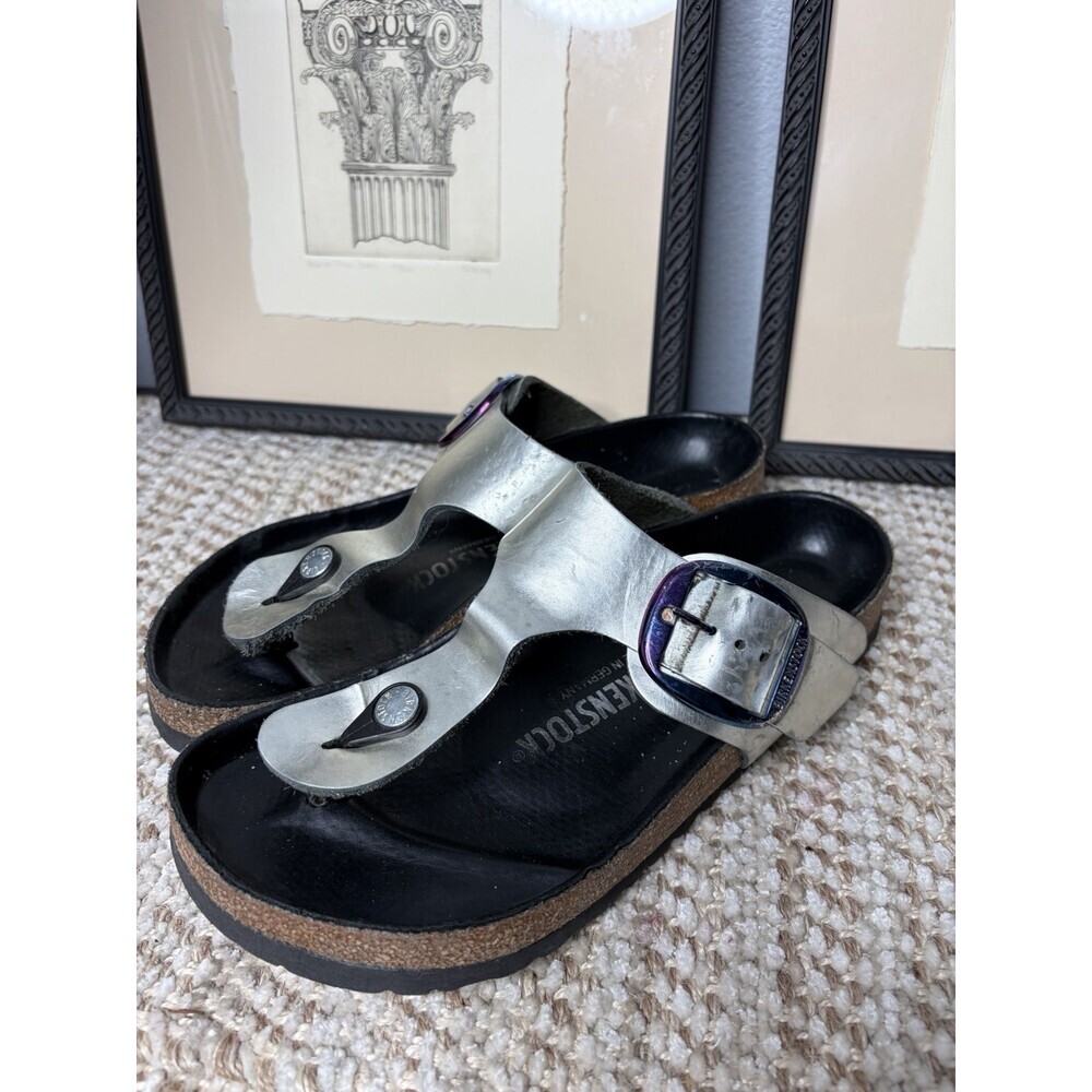 Birkenstock Womens Gizeh Thong Sandals Metallic Silver US8/EU38 Wide/Regular Fit - Picture 11 of 13